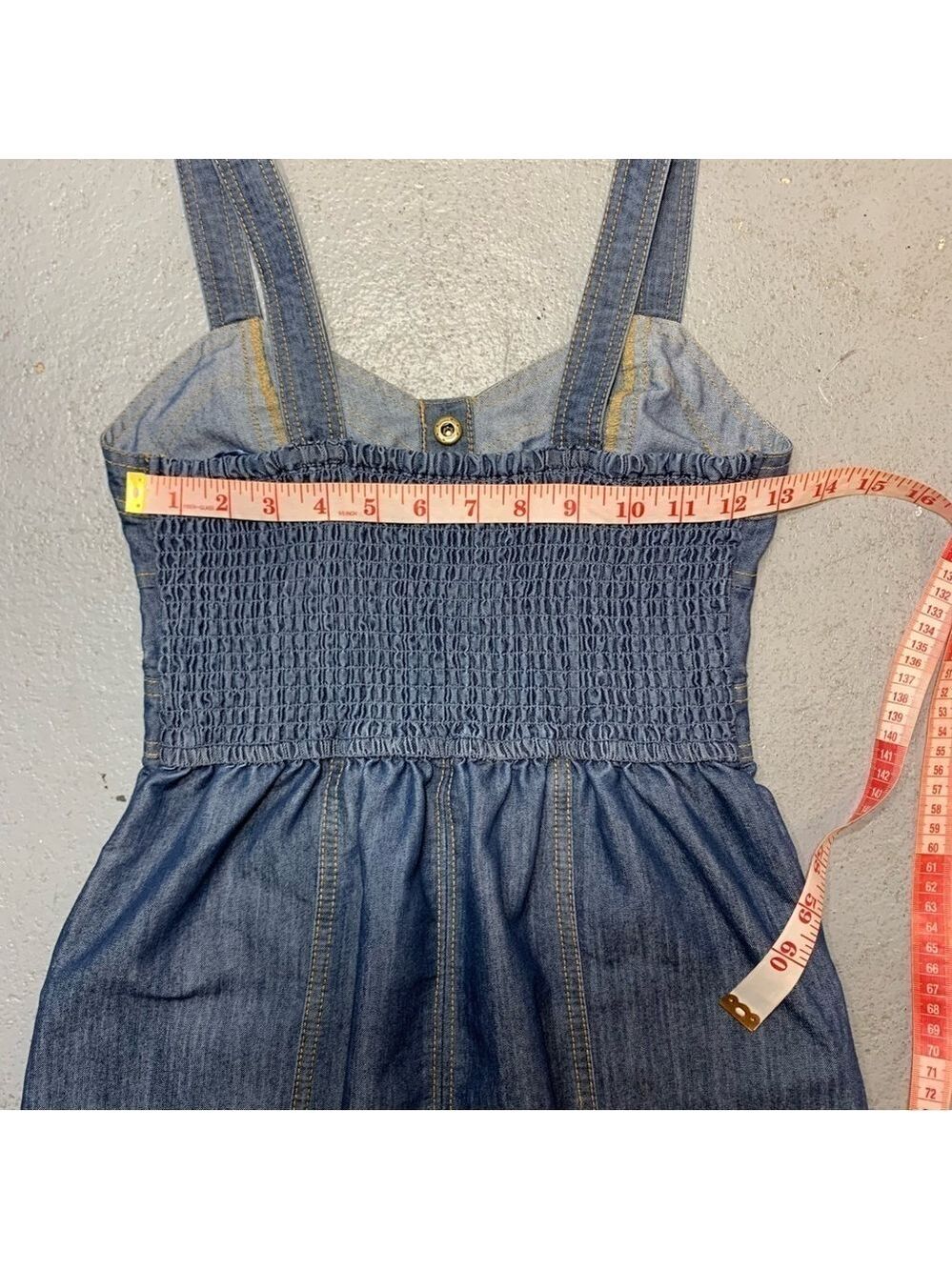 Vintage Lone Star Cowgirl Denim Dress Sz XS Blue Sweatheart Neckline Western Y2K - Picture 9 of 14